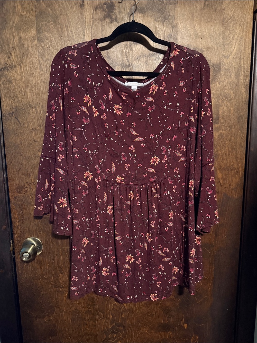 Westport Burgundy Floral Peasant Tunic